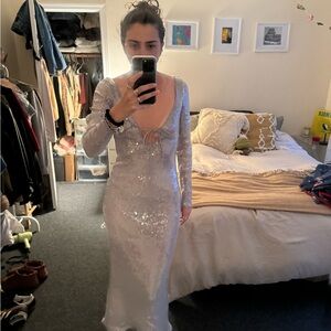 Elegant Silver Sequin Dress